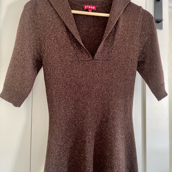 Staud Brown Metallic Breck dress - Picture 7 of 10
